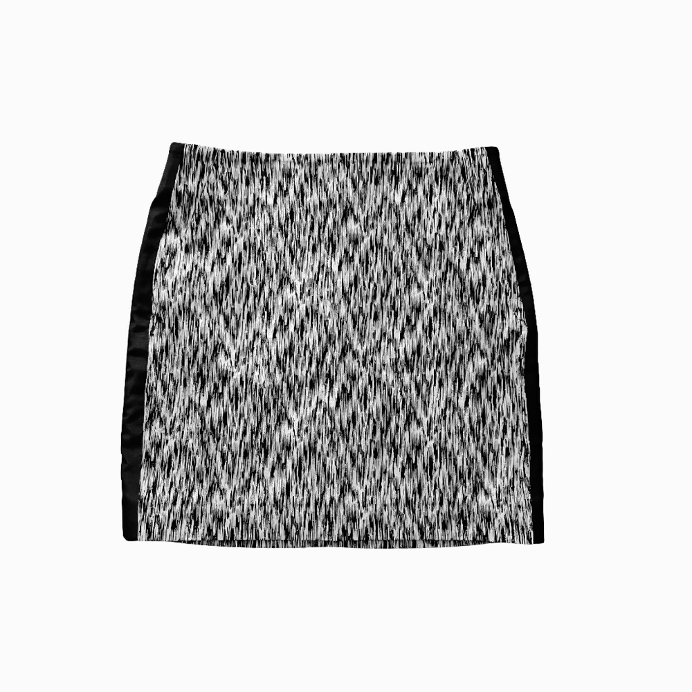 Sandro Paris Black/Cream Mini Skirt Silk Side Stripes Size Small (1)